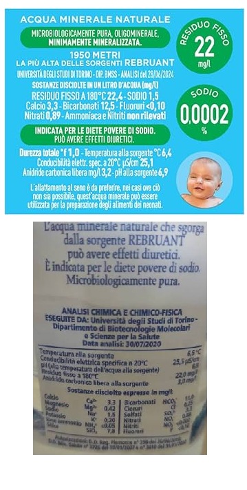 Etichetta del prodotto: Acqua minerale naturale minimamente mineralizzata